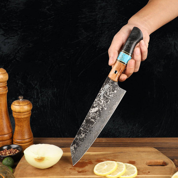 Nôž Kiritsuke C68, Damašková oceľ, 20.5 cm