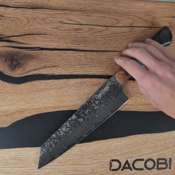 Nôž Kiritsuke C68, Damašková oceľ, 20.5 cm