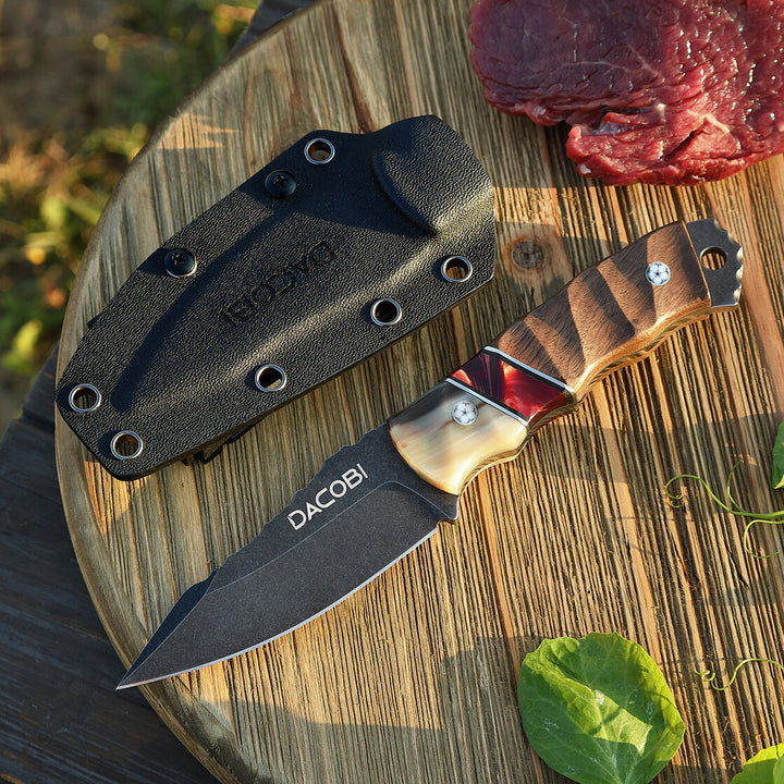 Nôž Grizzly, orechová rukoväť + býčí roh, oceľ D2