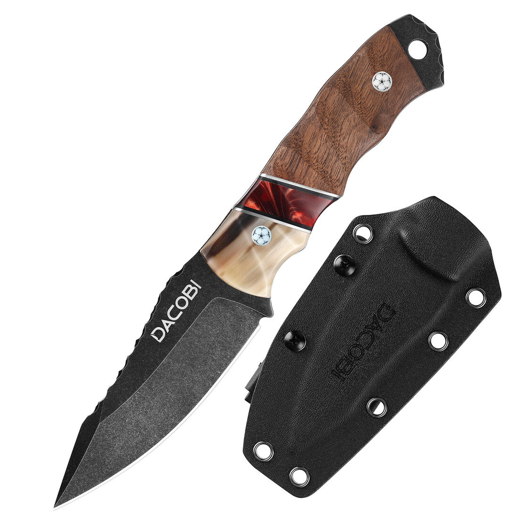 Nôž Grizzly, orechová rukoväť + býčí roh, oceľ D2