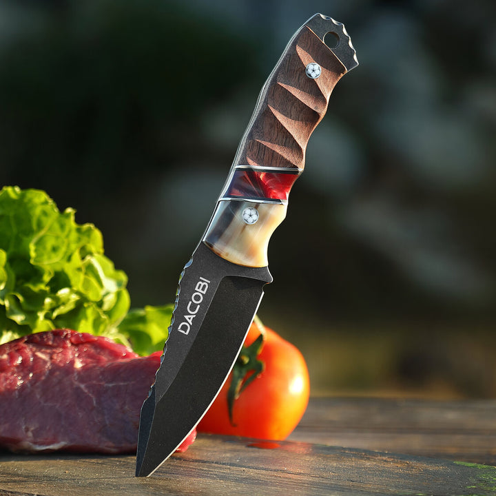 Nôž Grizzly, orechová rukoväť + býčí roh, oceľ D2