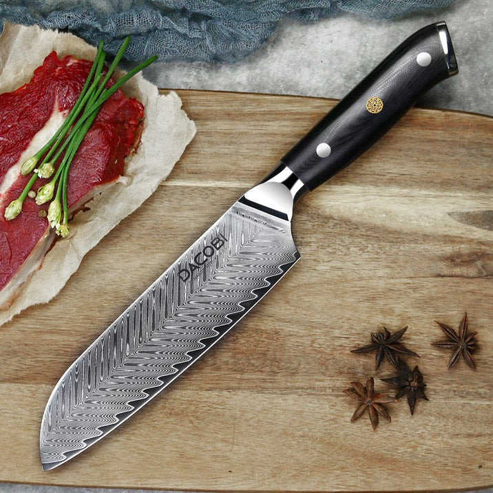 Nôž Santoku C26, Damašková oceľ, 17 cm - DACOBI.sk